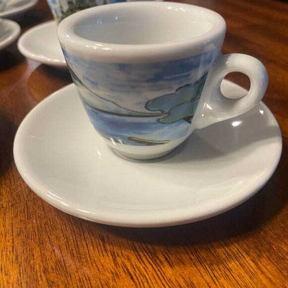 Nuova Point Espresso Italian Scenes Cups & Saucers Set Of 6 Porcelain! - Picture 3 of 8